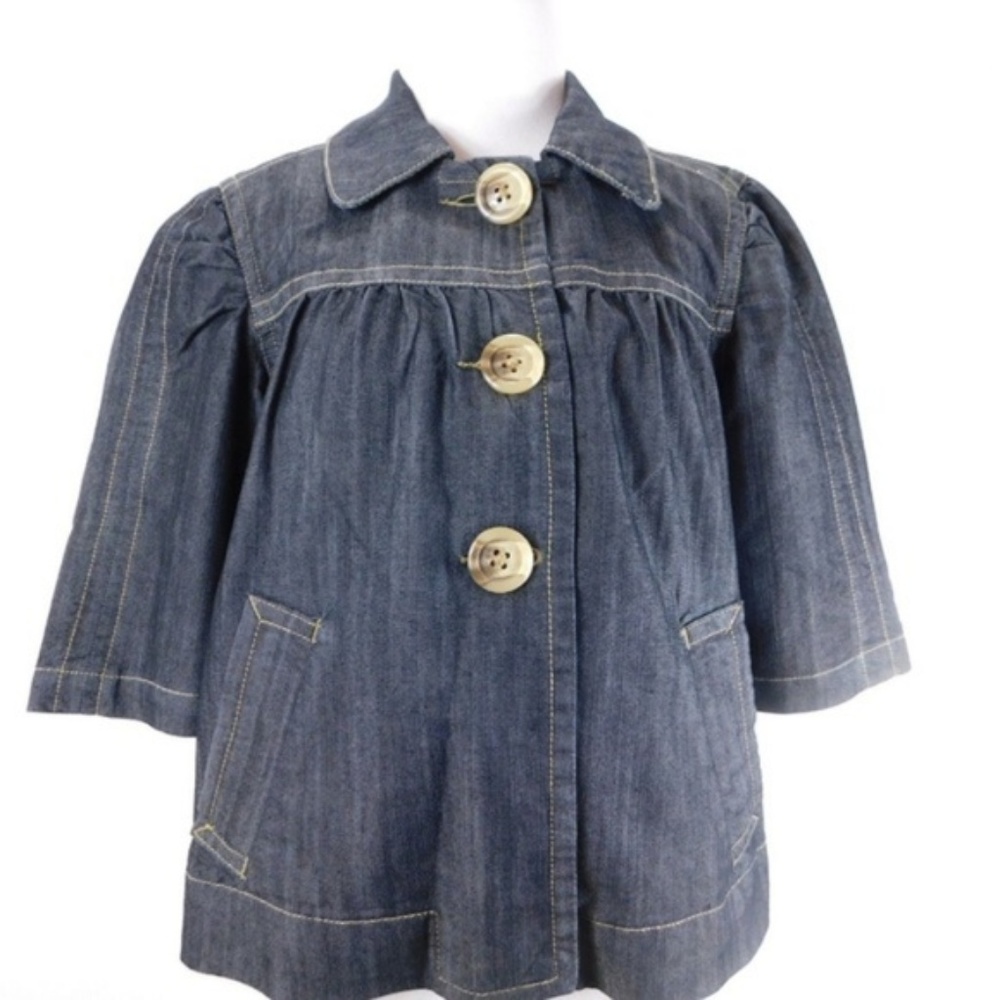 BACCINI Womens Medium Jacket Black Denim Crop 3/4